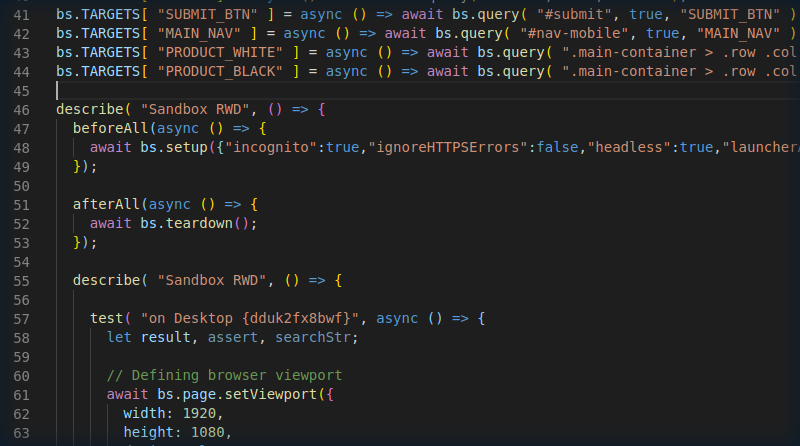 Generated test code