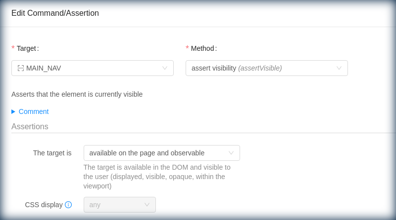 Add test action: assertVisible